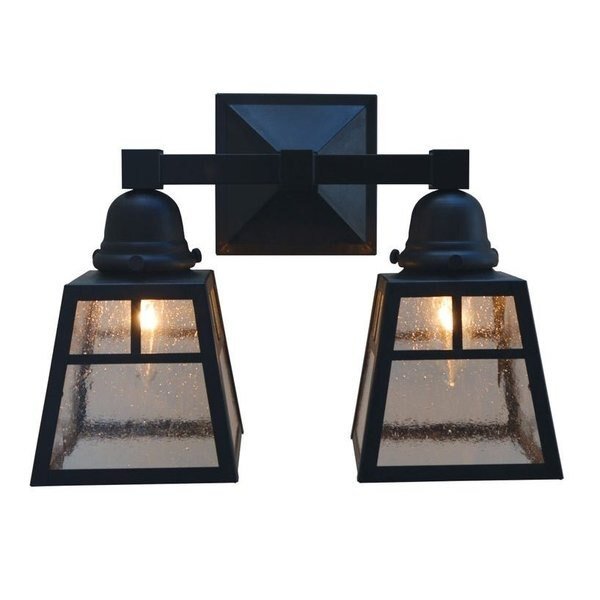 A-Line Shade 2 Light Sconce Without Overlay (Empty), Antique Copper, Frosted Glass, Arroyo Craftsman, Mfr#: AS-2EF-AC